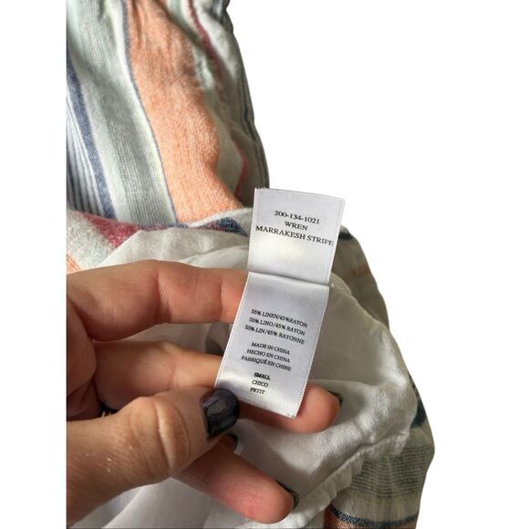 RAILS  Wren Linen Dress Cover Up  size S Marrakesh Pink Orange Blue Stripe Beach - Picture 9 of 10